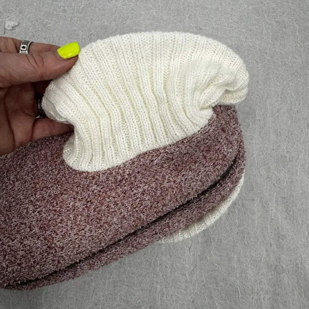 Northeast Outfitters Cozy Cabin Women's Marled Booties Sweater Cuff Pink S/M NWO